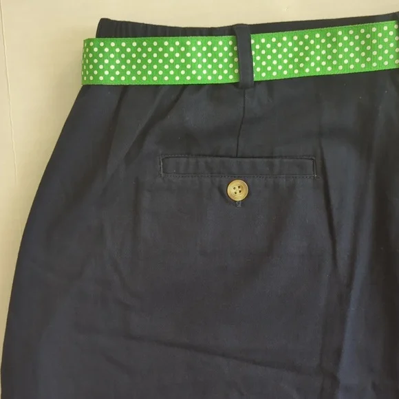 NWT Karen Scott Sport High-Waisted Stretch Belted Shorts 18 Navy Blue Pockets - Picture 10 of 16